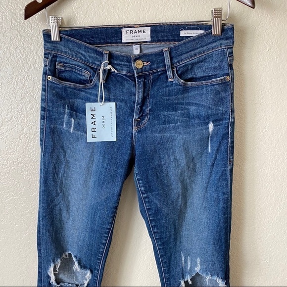 NEW frame le skinny de jeanne ripped jeans size 28 - Picture 3 of 12